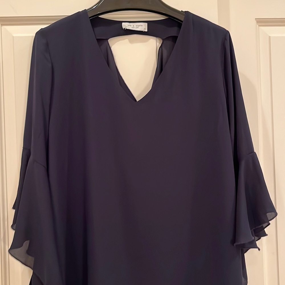 Navy Crepe Drape Top from Lola & Sophie size XL